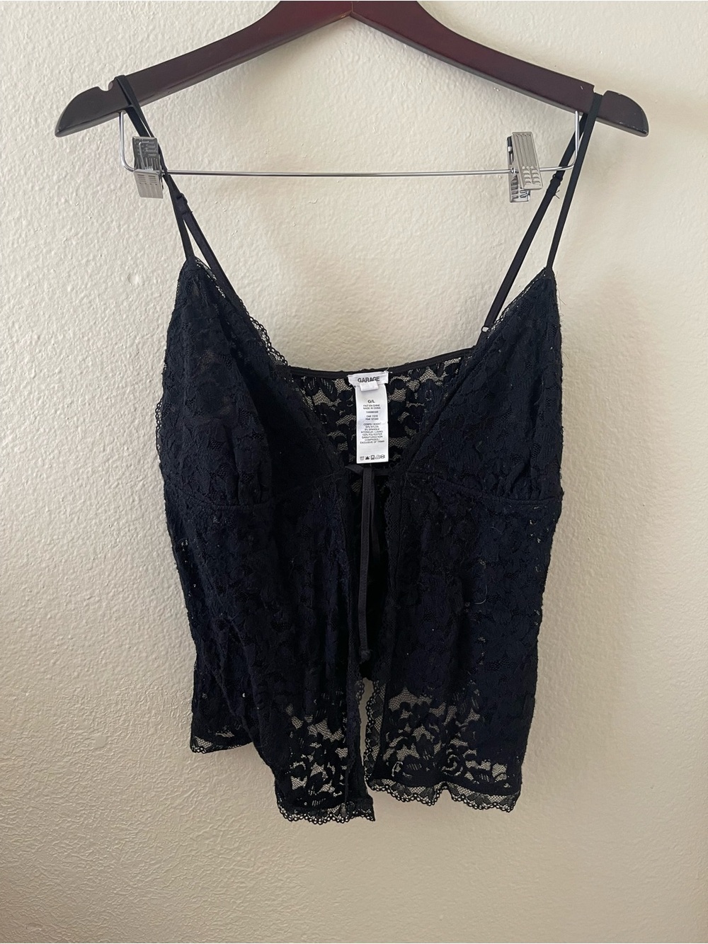 Garage Black Lace fly away Chemise with Adjustable Straps